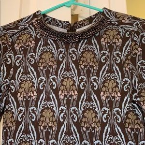 Tory Burch pleated silk dress w/ jeweled neckline